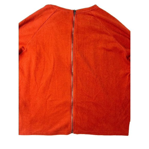 Noisy May Women's XS Crew Neck Sweater Rust Red Back Zipper Cozy Fall Essential - Picture 5 of 12